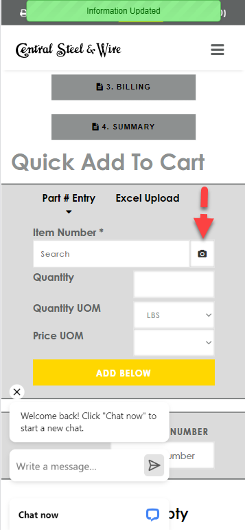 CSW Barcode Camera in cart